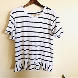 Chaser || NEW Stripe Ruffle Blouse Top